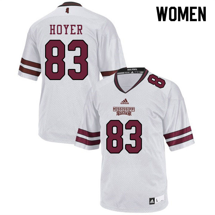 Women #83 Jordon Hoyer Mississippi State Bulldogs College Football Jerseys Sale-White
